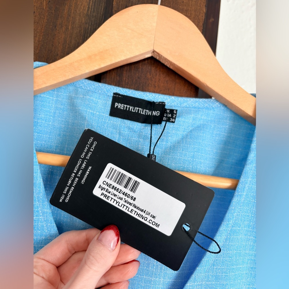 Pretty Little Thing Light Blue Linen Look Vest 🩵 NWT! - Picture 4 of 5